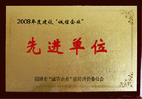 2008年度建設(shè)“誠(chéng)信企業(yè)”先進(jìn)單位